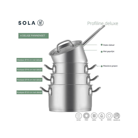 Sola profiline deluxe pannenset 4-delig inductie geschikt