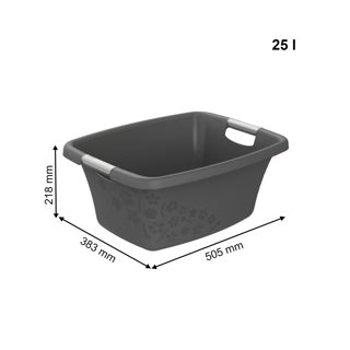Rotho flowers laundry basket 25l cool gray