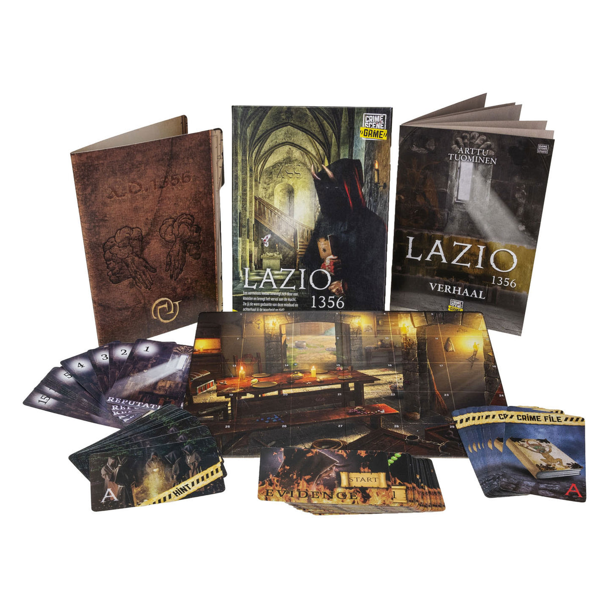 Tactic crime scene lazio 1356 – board game – crime game – historical mystery in a monastery – in-depth investigation and deduction – crime scene series – game storm studio -1 or more players – from 18 years