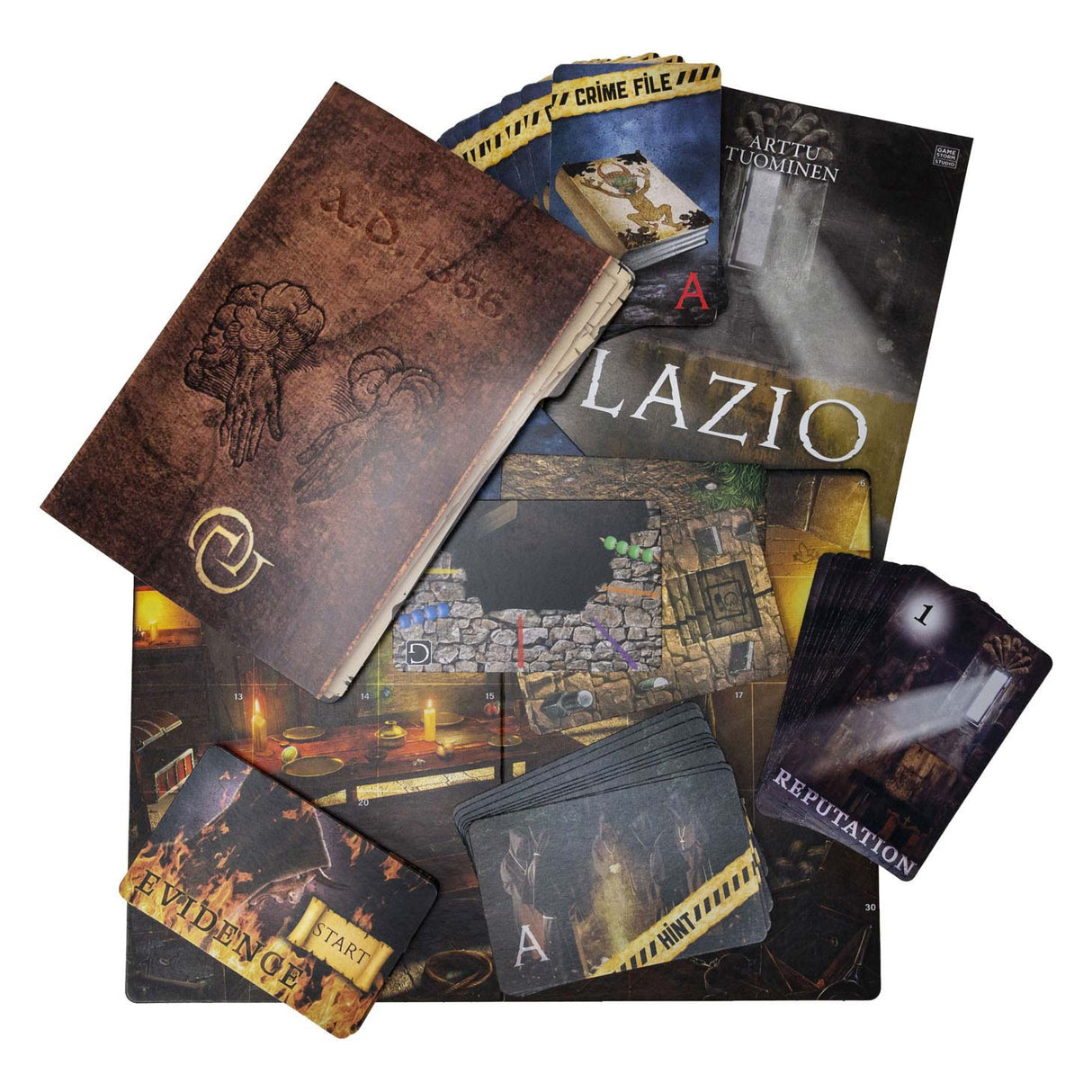 Tactic crime scene lazio 1356 – board game – crime game – historical mystery in a monastery – in-depth investigation and deduction – crime scene series – game storm studio -1 or more players – from 18 years
