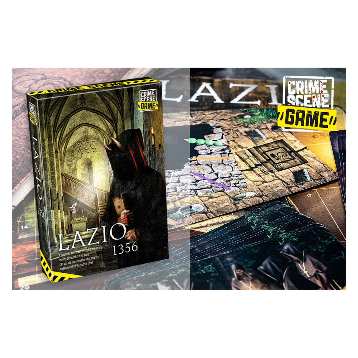 Tactic crime scene lazio 1356 – board game – crime game – historical mystery in a monastery – in-depth investigation and deduction – crime scene series – game storm studio -1 or more players – from 18 years