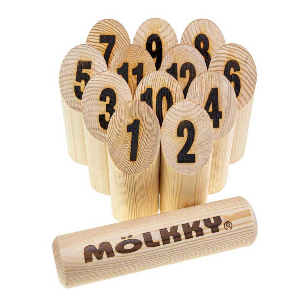 Selecta molkky go pinewood throwing game with 12 cones