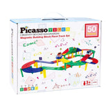 Picasso tiles tactic - construction toys - magnetic tiles - magnetic tiles - race track - stem toys - magnetic race track with 2 LED cars - 50 pieces - from 3 years