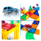 Picasso tiles tactic - construction toys - magnetic tiles - magnetic tiles - race track - stem toys - magnetic race track with 2 LED cars - 50 pieces - from 3 years