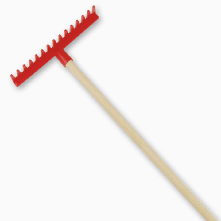 Androni plastic rake with wooden stem