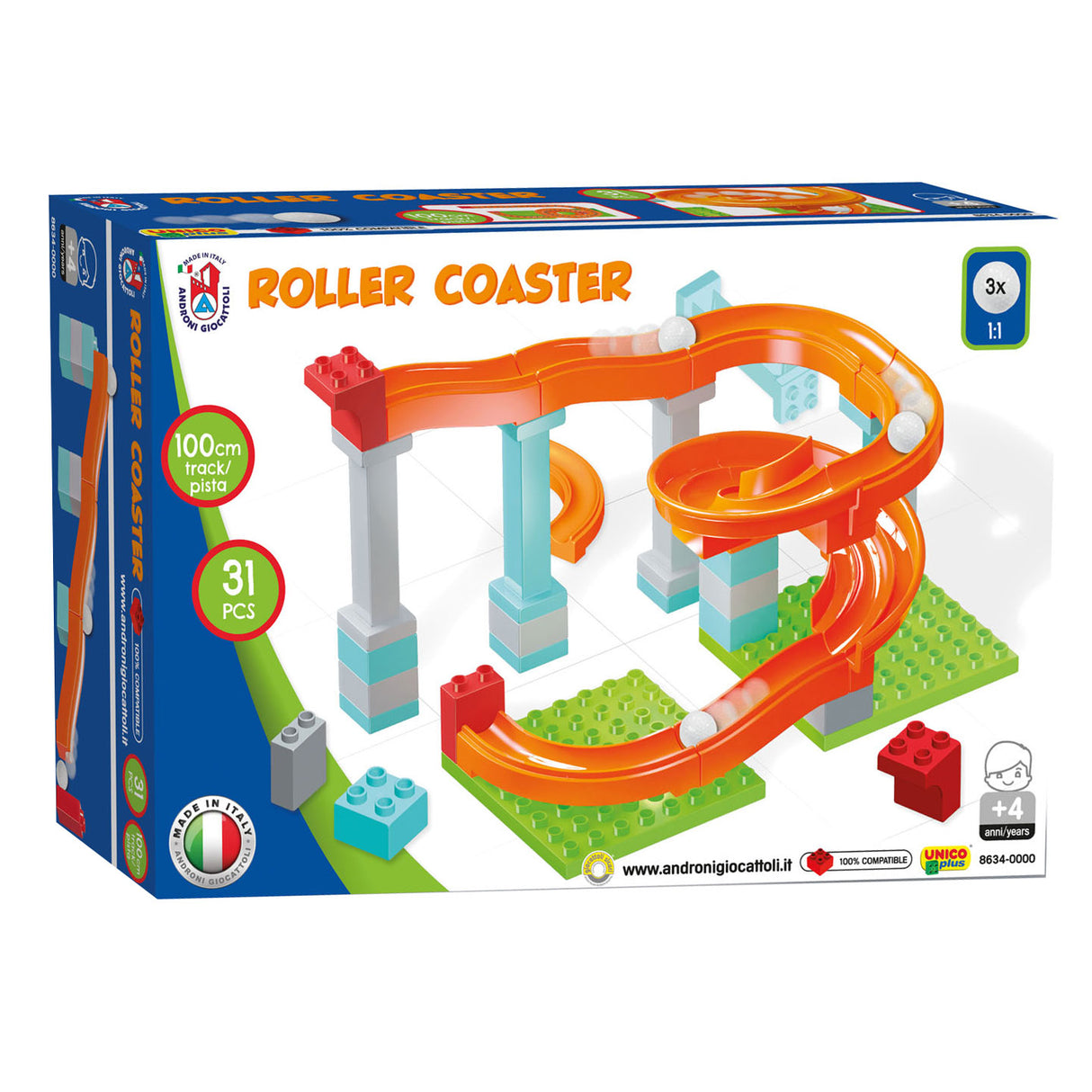 Androni Knikkerbaan Roller Coaster Set, 31DLG.