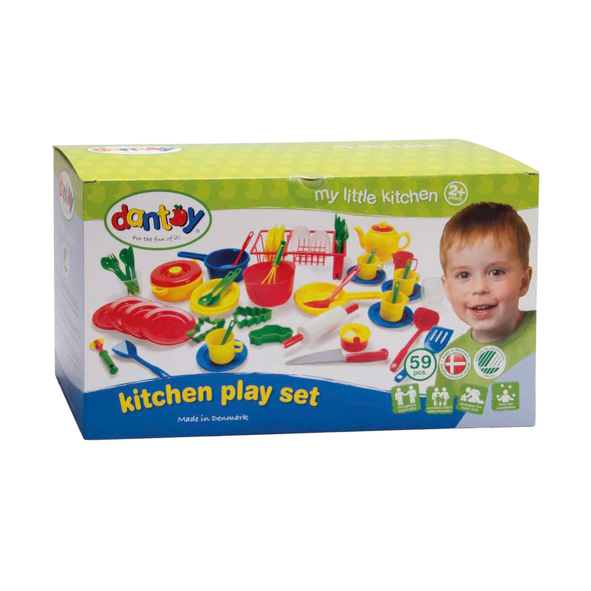 Dantoy kitchen tableware, 59 pieces.