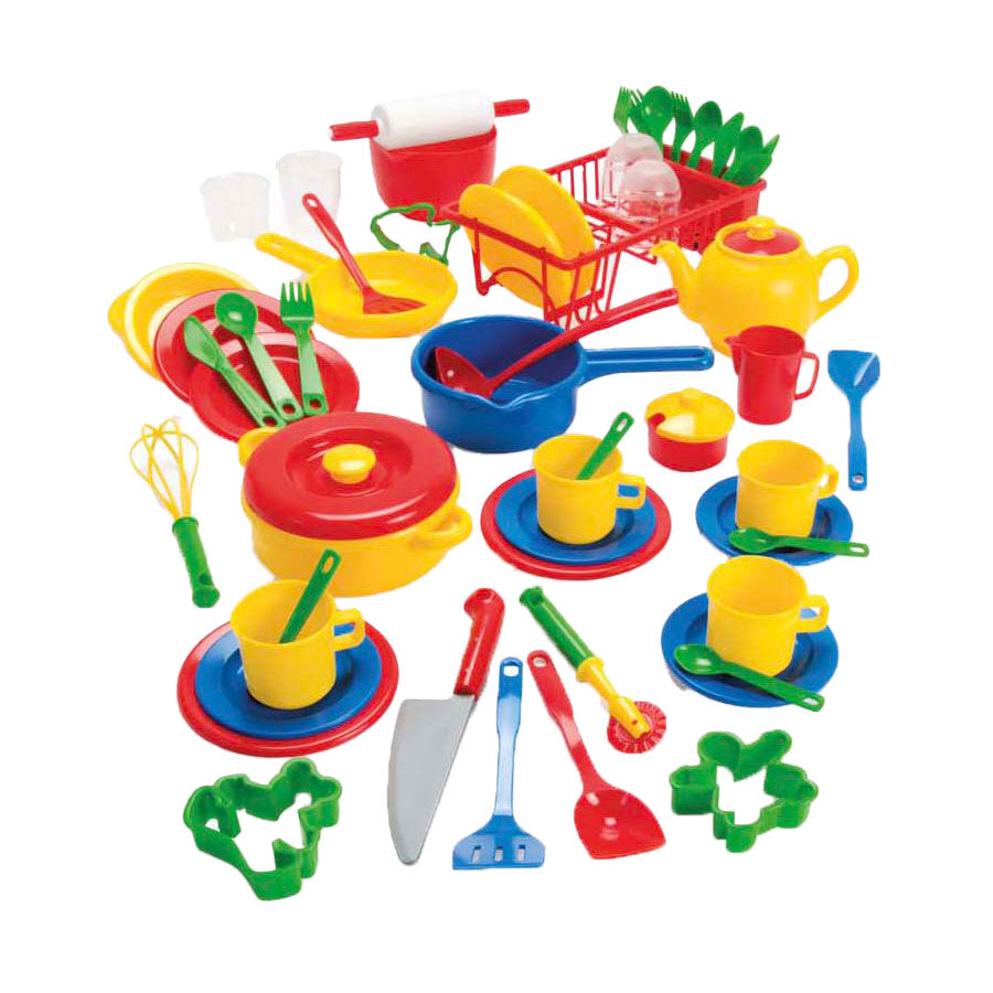 Dantoy kitchen tableware, 59 pieces.