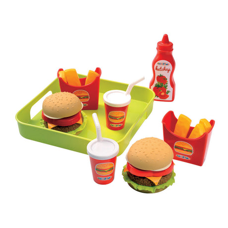 Ecoiffier 100% chef hamburgers set on tray