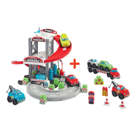 Abrick Ecoiffier garage with transporter and cars
