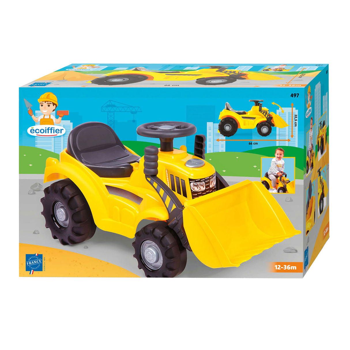 Ecoiffier maxi walking tractor with front loader