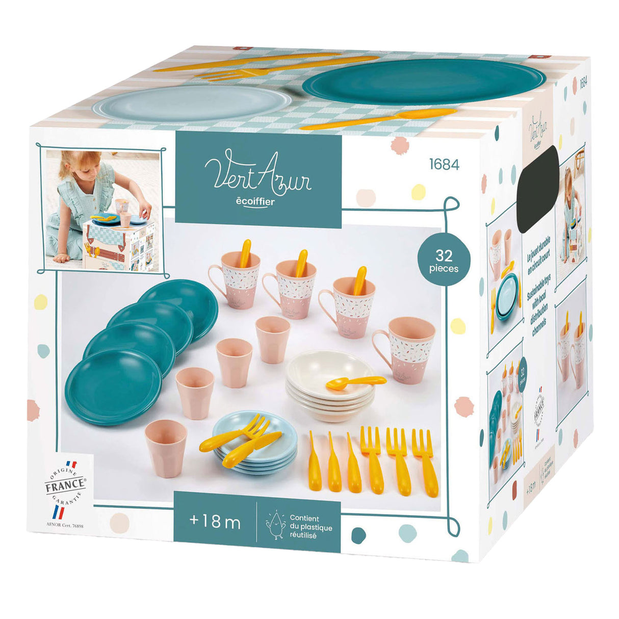 Ecoiffier picnic play set with cardboard picnic basket, 32dlg.