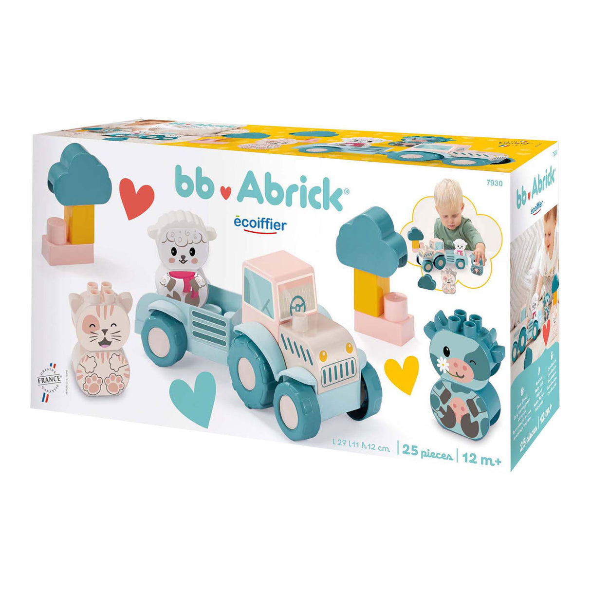 Abrick Ecoiffier bébé mon premier tracteur avec des animaux drôles, 25dlg.