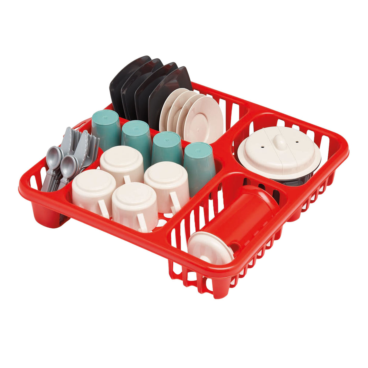 Ecoiffier faarweg Geschirrrack mat Accessoiren, 30cm
