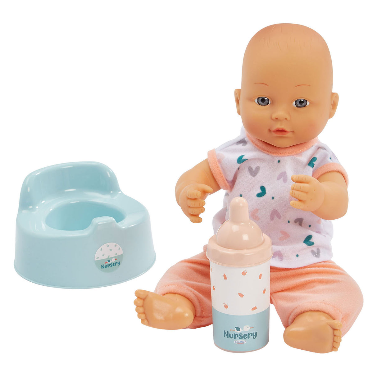 Quarto de bebê Ecoiffier 3 em 1 com boneca - 8 peças.