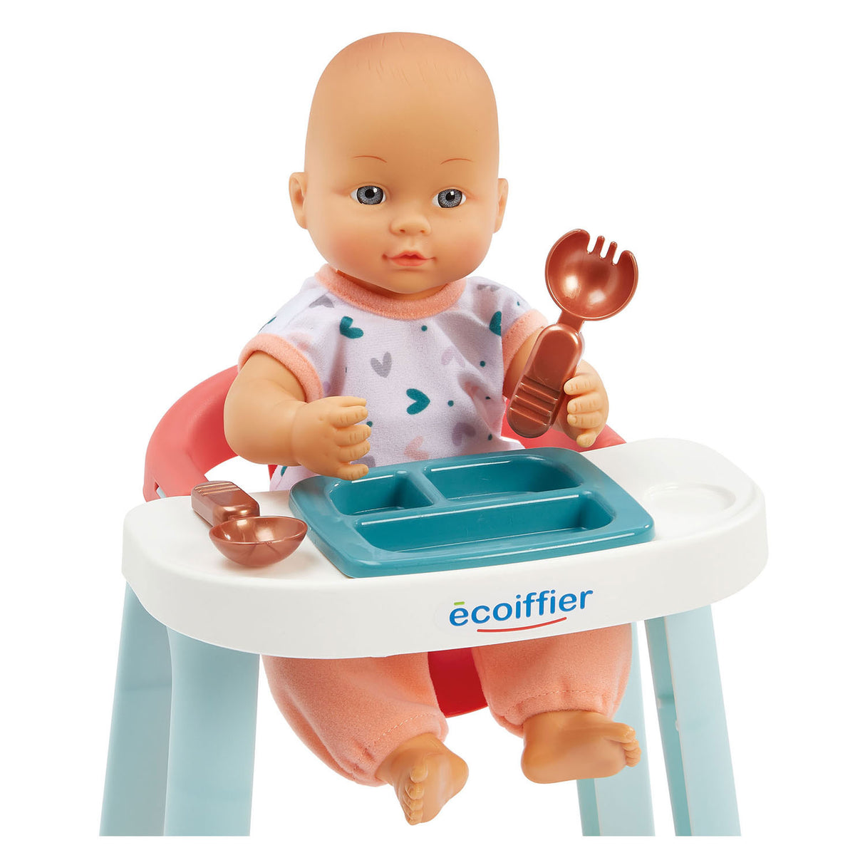 Quarto de bebê Ecoiffier 3 em 1 com boneca - 8 peças.