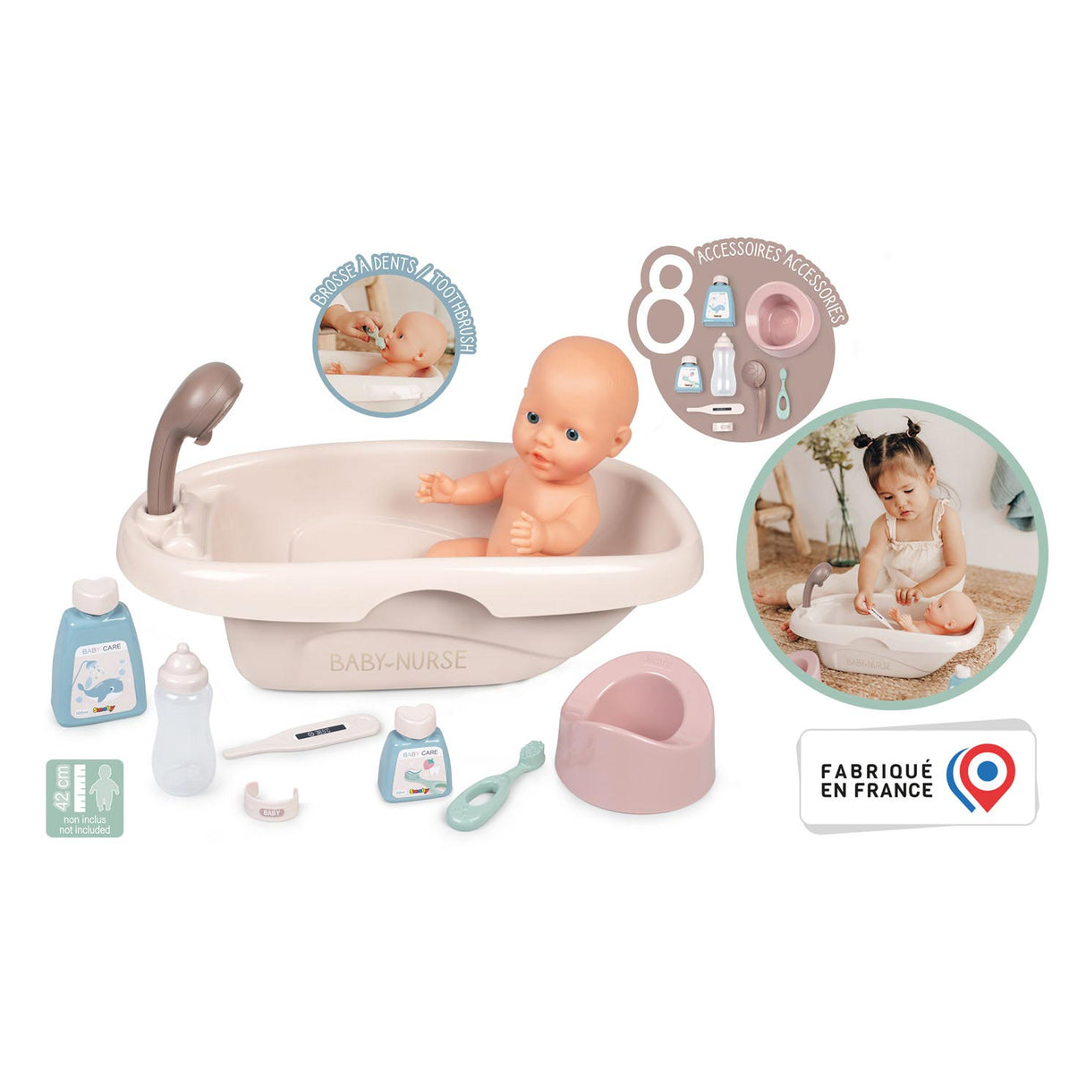 Smoby Baby Nurse Bath s příslušenstvím, 8dlg.