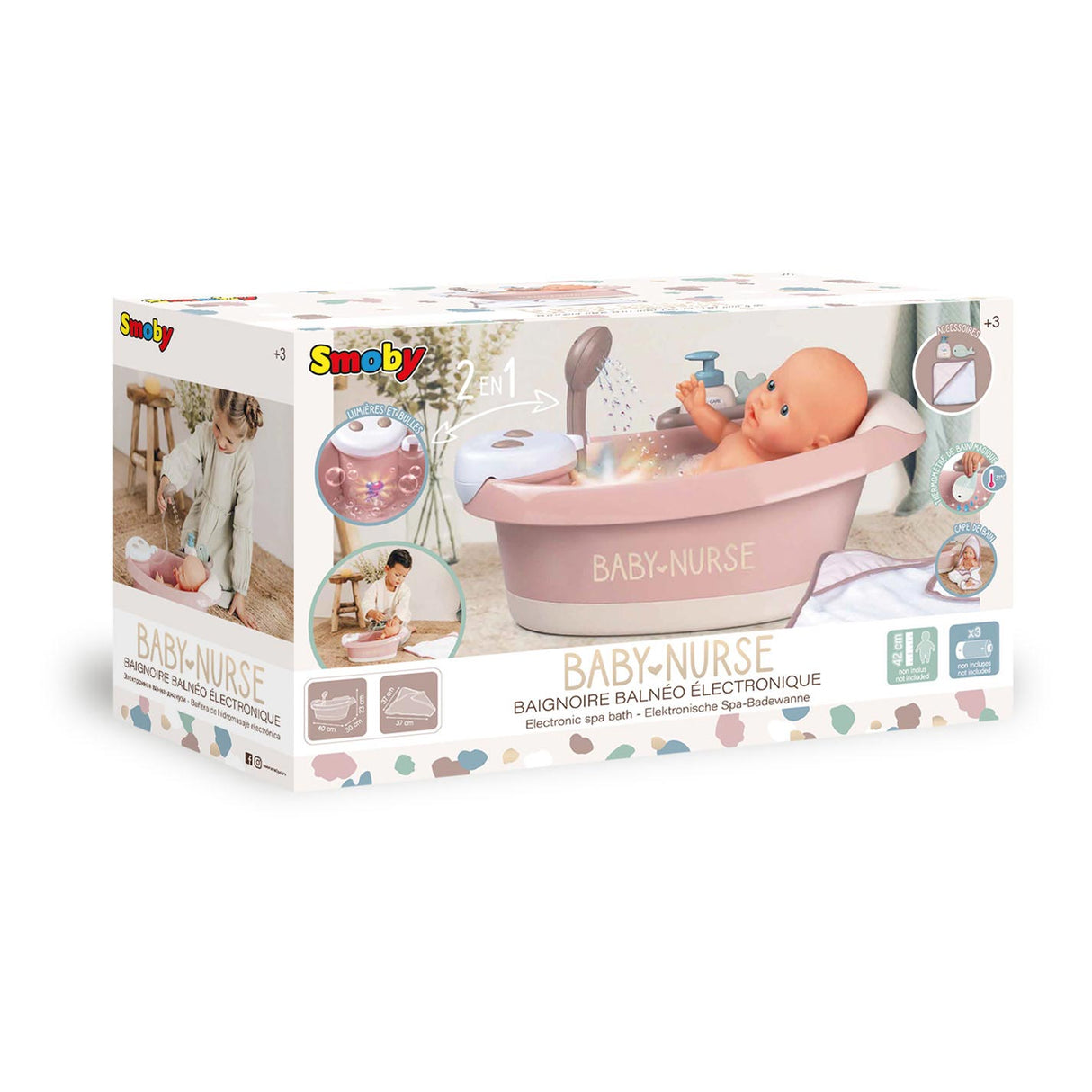 Smoby baby nurse bath with functions and accessories 3dlg.