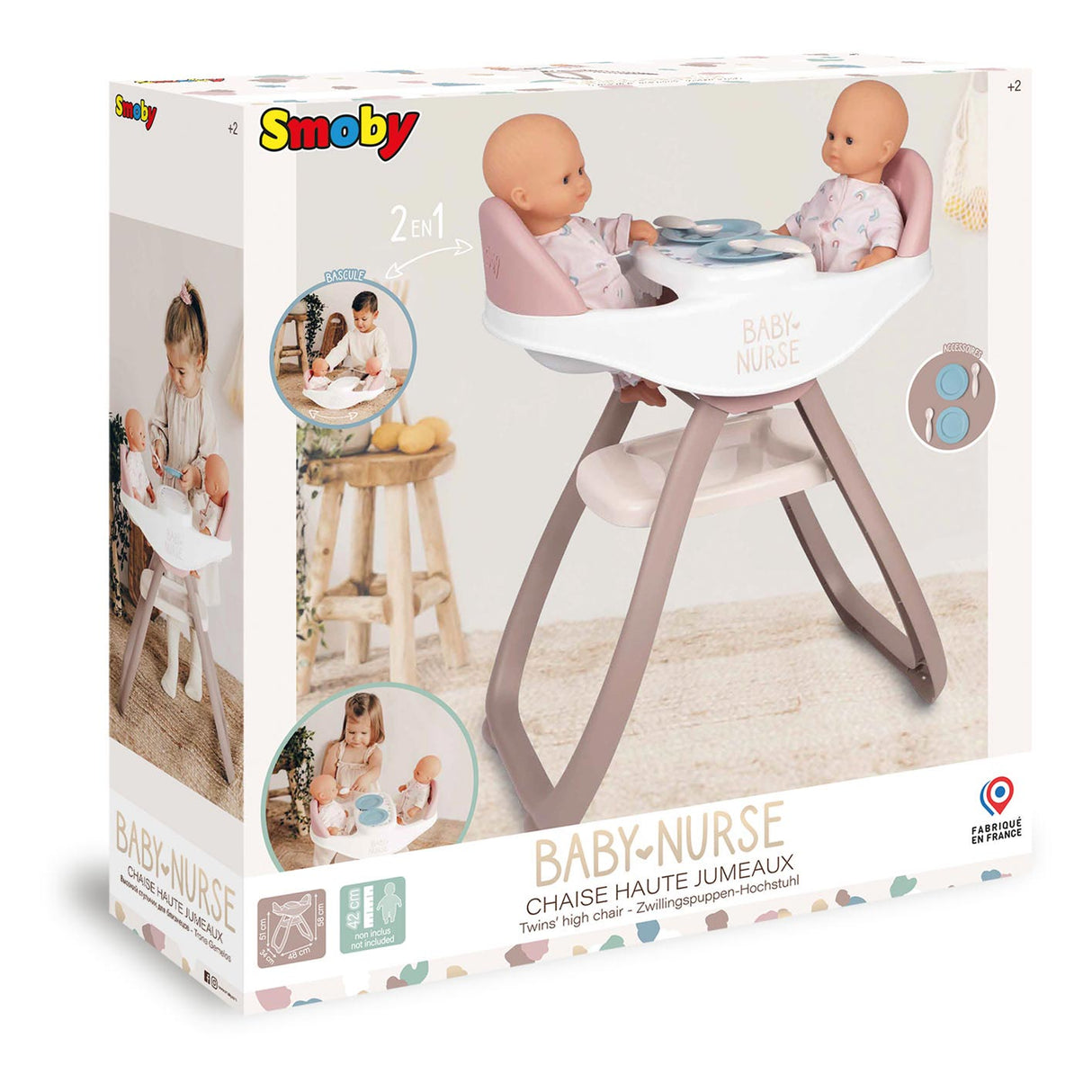 Smoby Baby Schwester Babystuhl für 2 Puppen