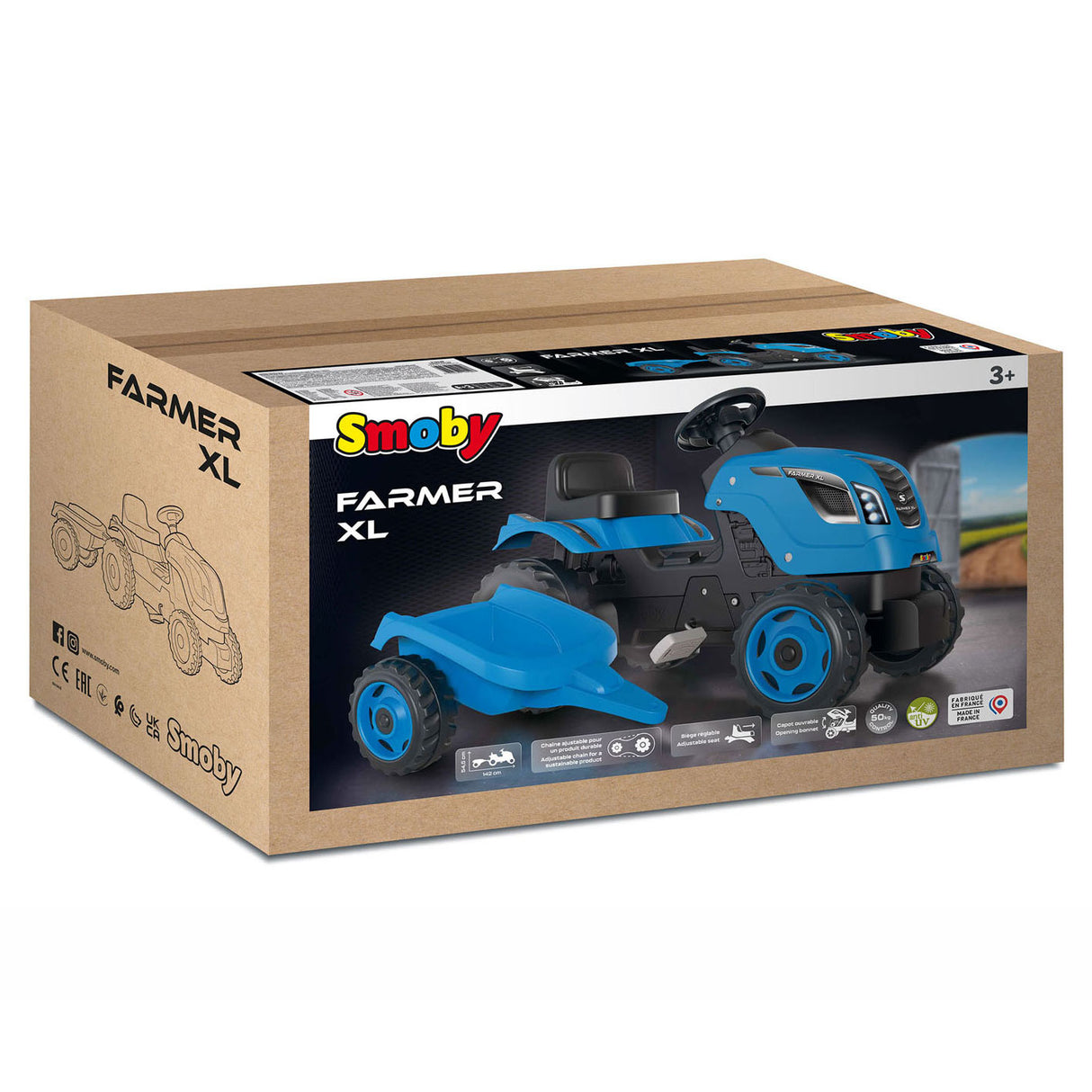 Smoby Farmer XL Steptractor mit Trailer Blau