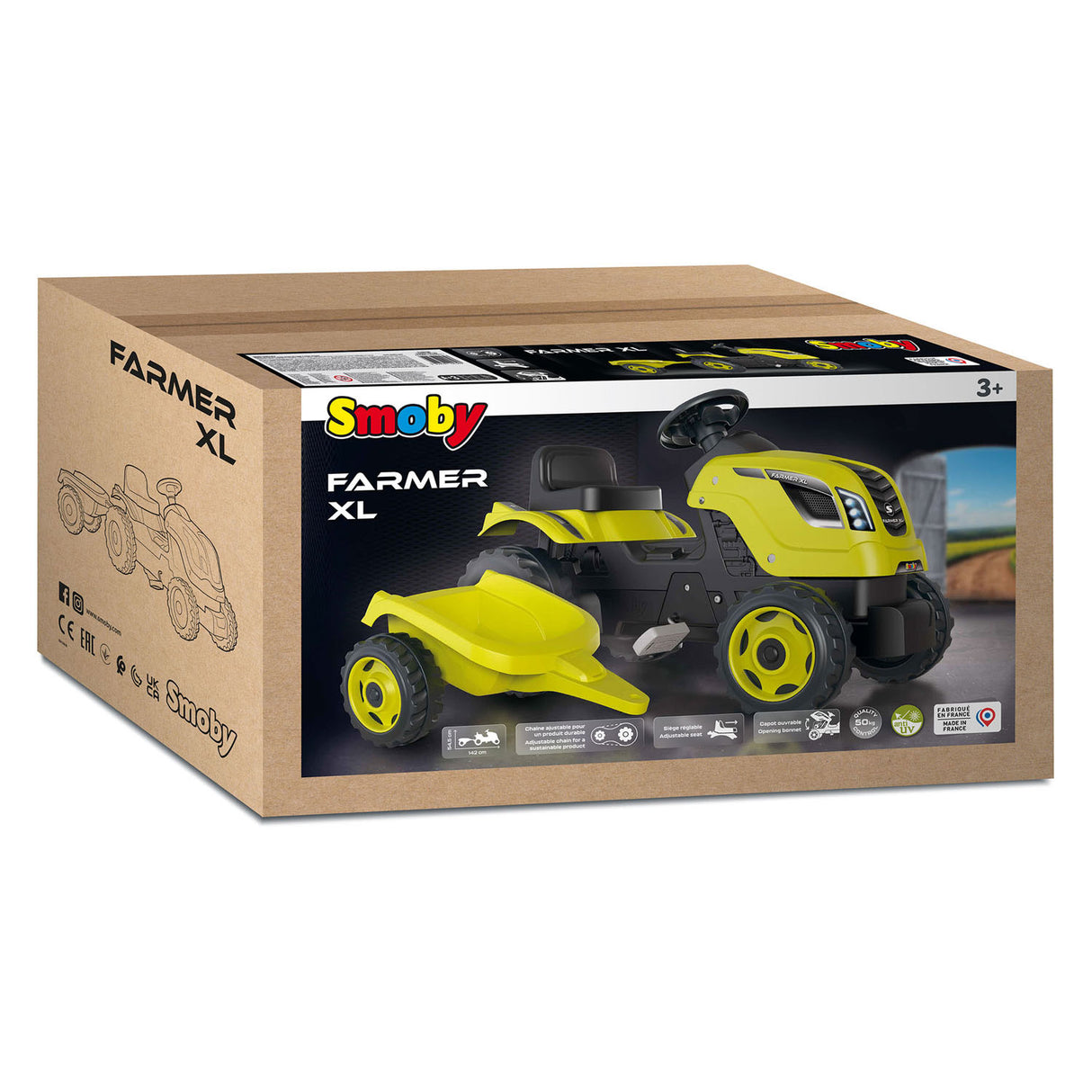 Smoby Farmer XL Steptractor med trailergrøn