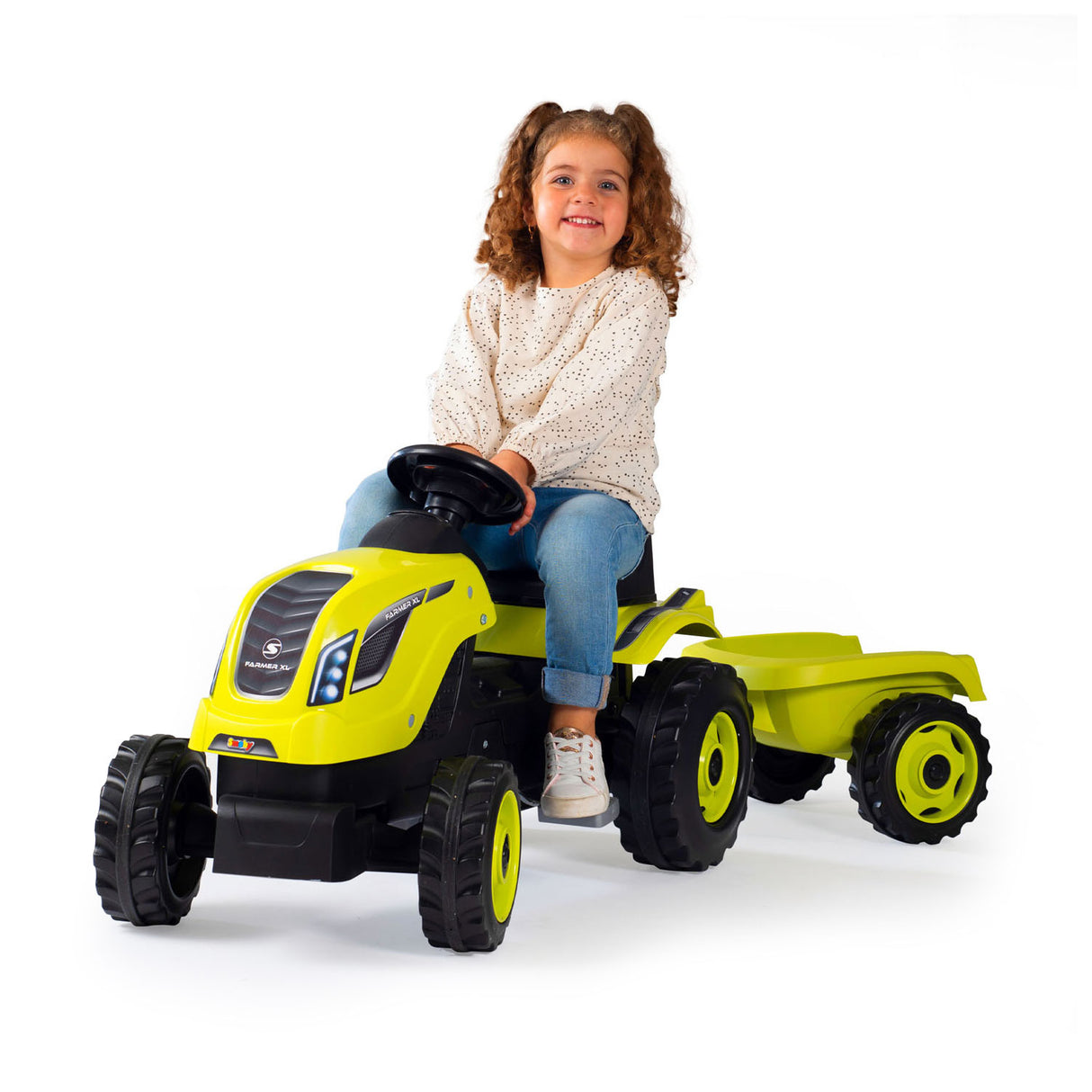 Smoby Farmer XL STEPTRATOR con Trailer Green