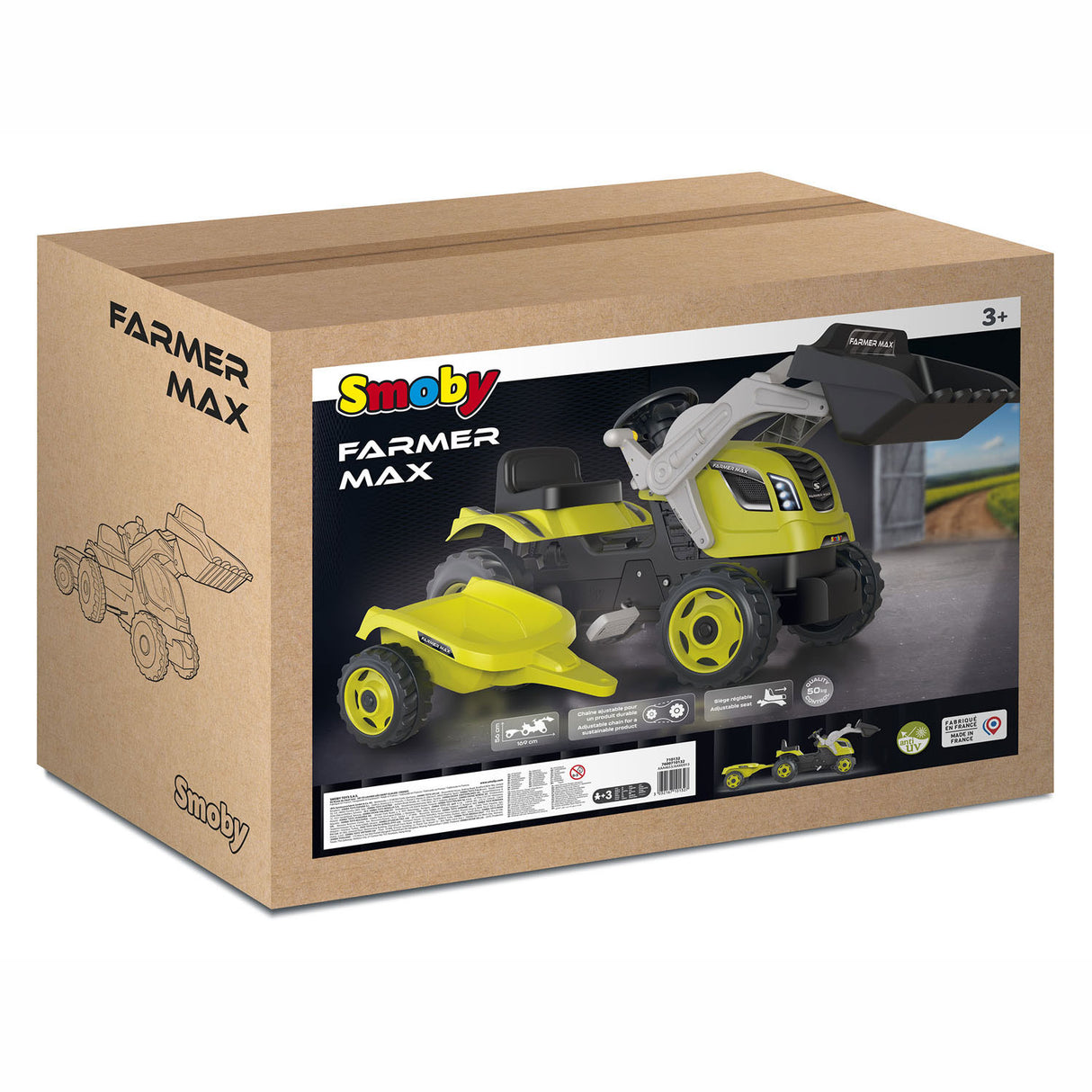 Frocer Smoby Max Scale Trattore con rimorchio Verde