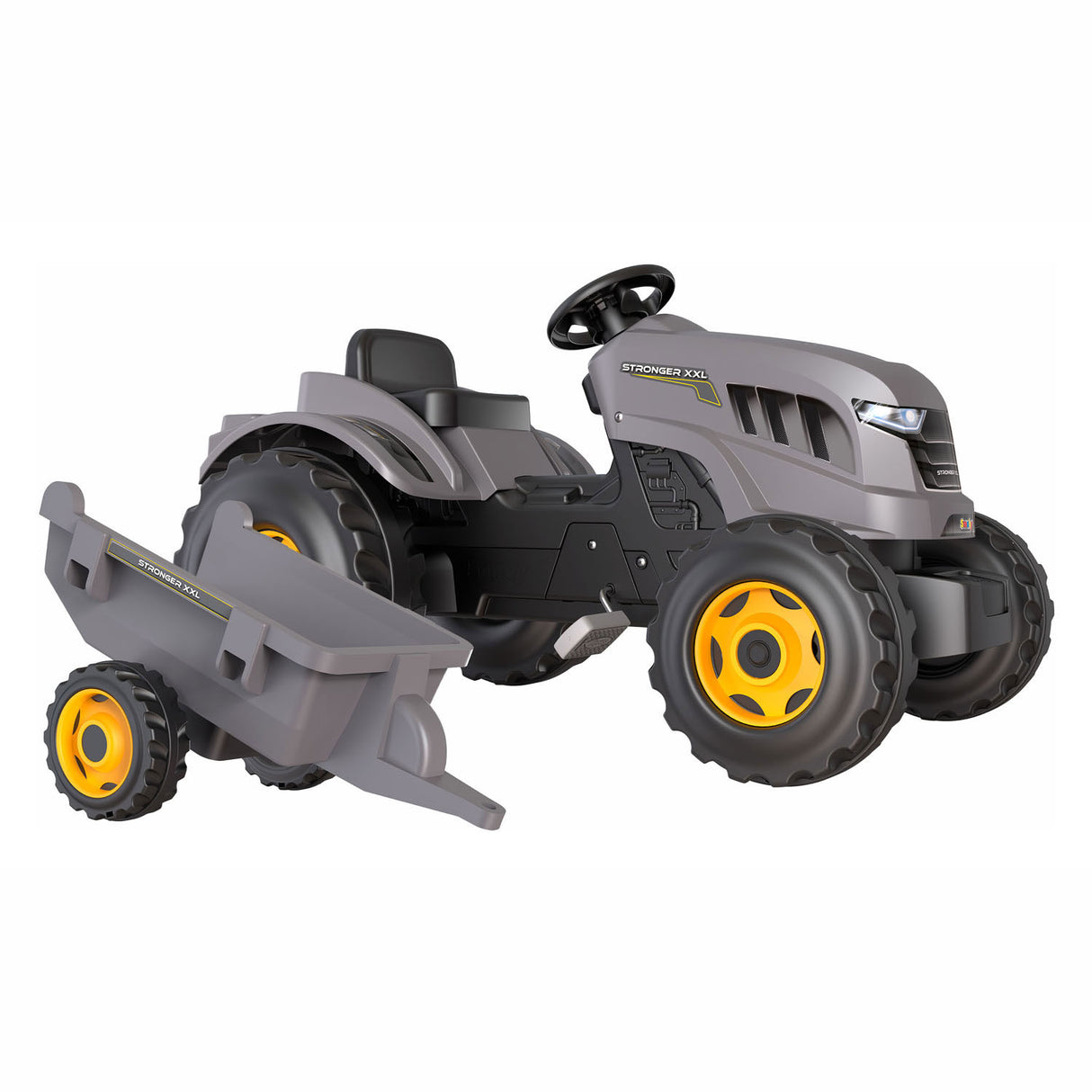 Smoby Stronger XXL Pedal Tractor With Trailer Grey