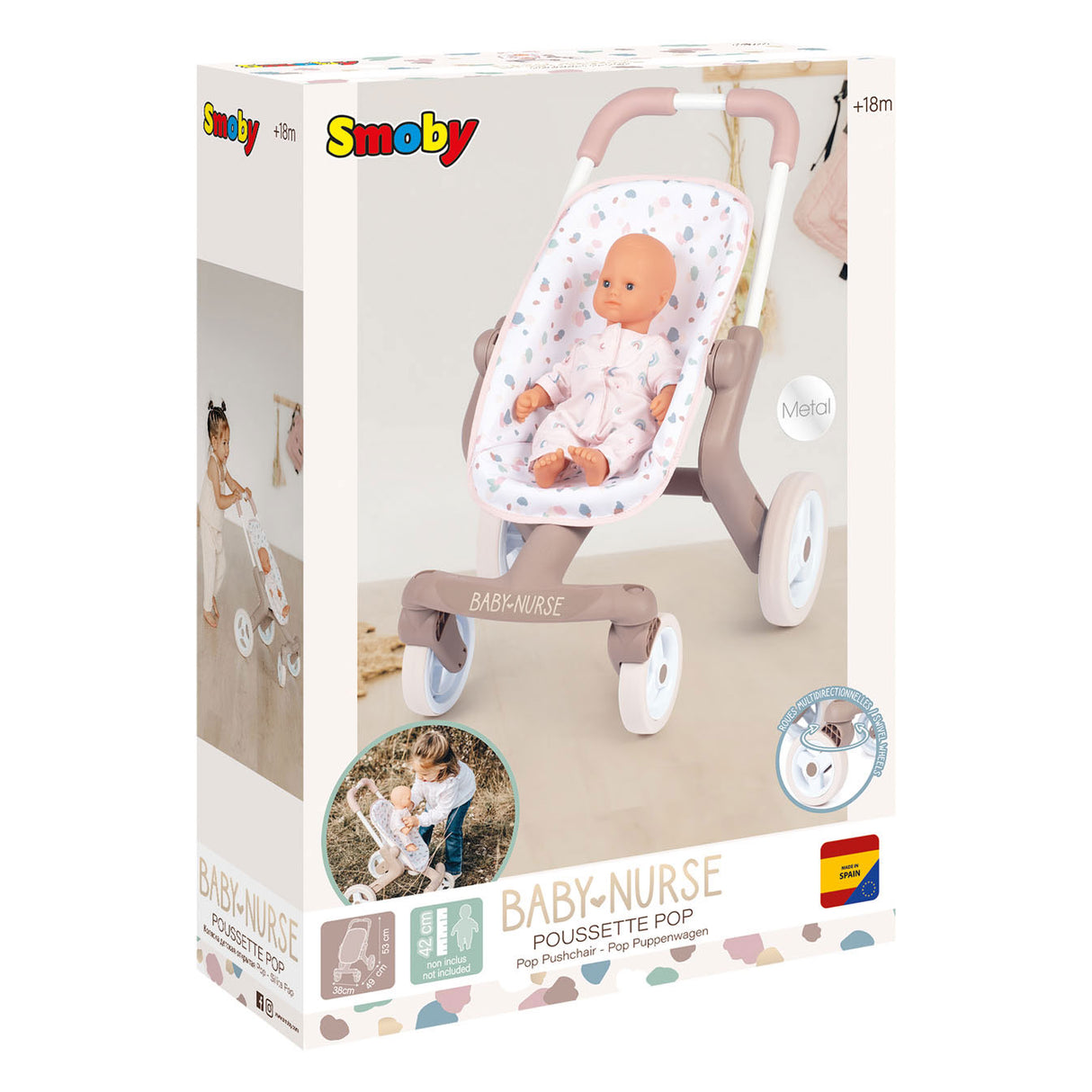 Smoby babysykepleier poppenwagen