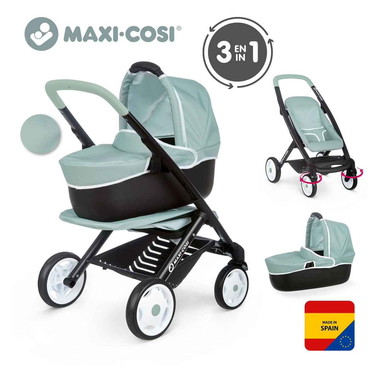 Smoby - maxi -cosi dukke ordentlig salvie 3in1