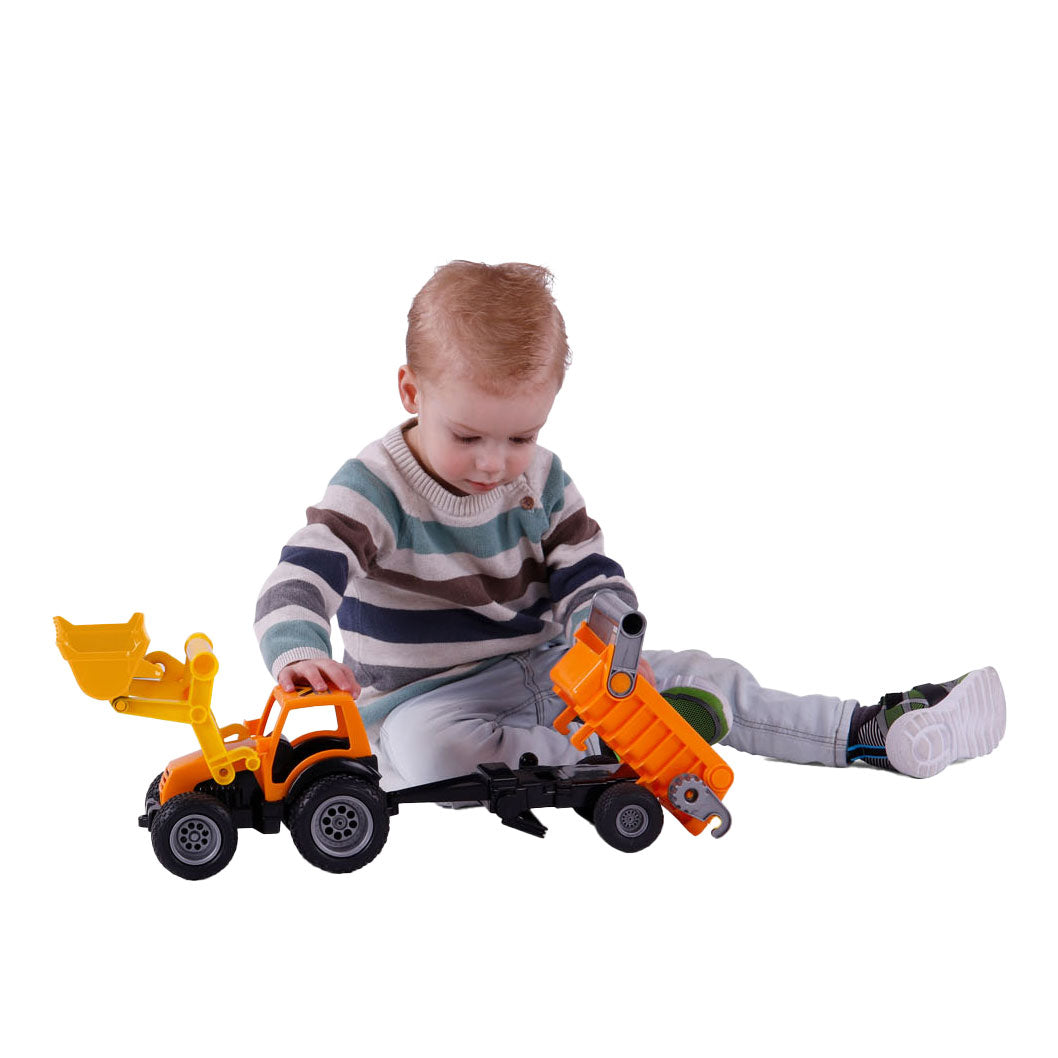 Cavallino Toys Cavallino Tractor met Voorlader en Aanhanger