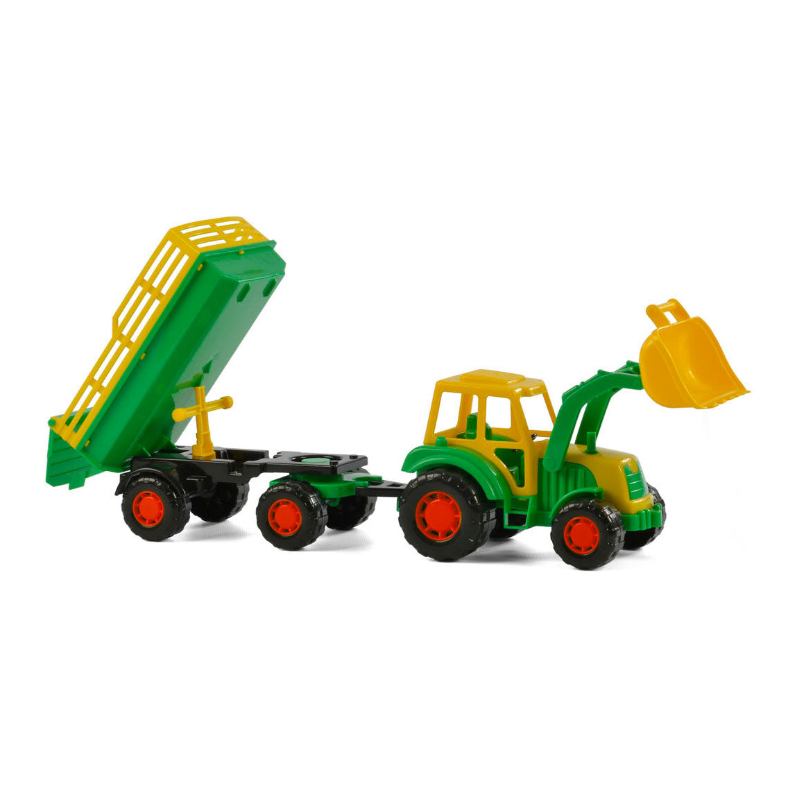 Cavallino Toys Traktor Cavallino s sprednjim nakladalcem in prikolico zeleno