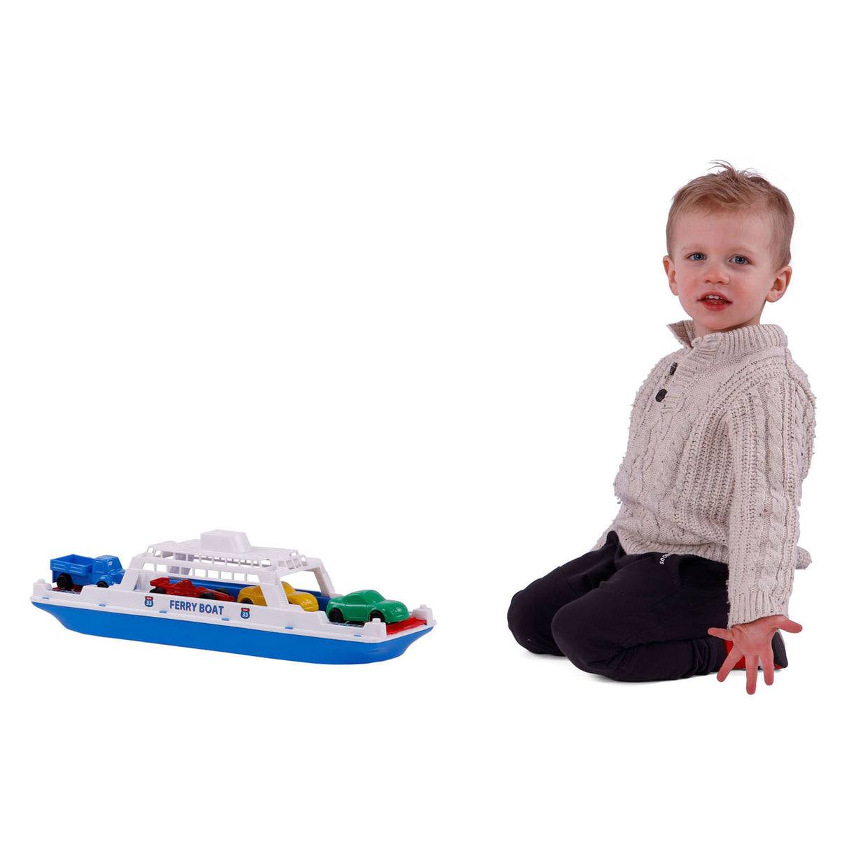 Cavallino Toys Veerboot 45 cm + 4 Voertuigen