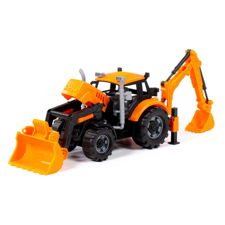 Cavallino -Traktor mit Ladegerät und Baggergelb, Skala 1:32