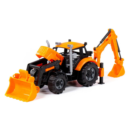 Cavallino Toys Cavallino Tractor met Lader en Graafmachine Geel, Schaal 1:32