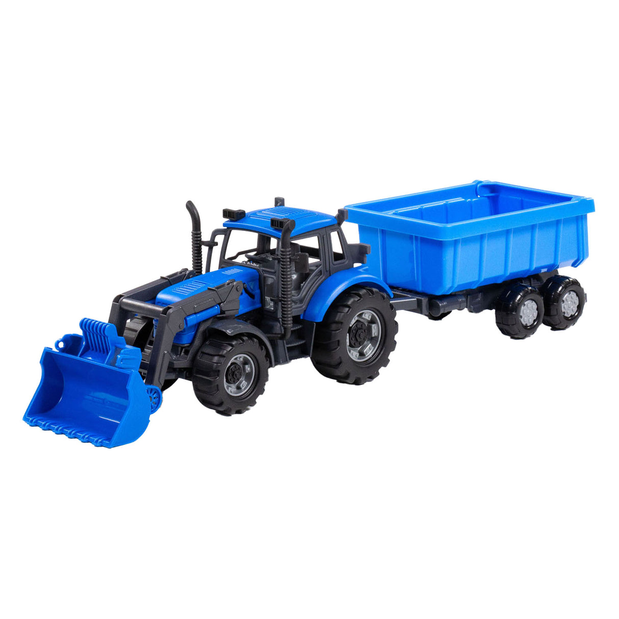 Cavallino hračky Cavallino Tractor s nabíječkou a zásobováním překlápěcího vozu Blue, Scale 1:32