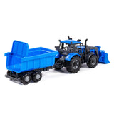 Cavallino Toys Tractor Cavallino con cargador y camión de propina de suministro azul, escala 1:32