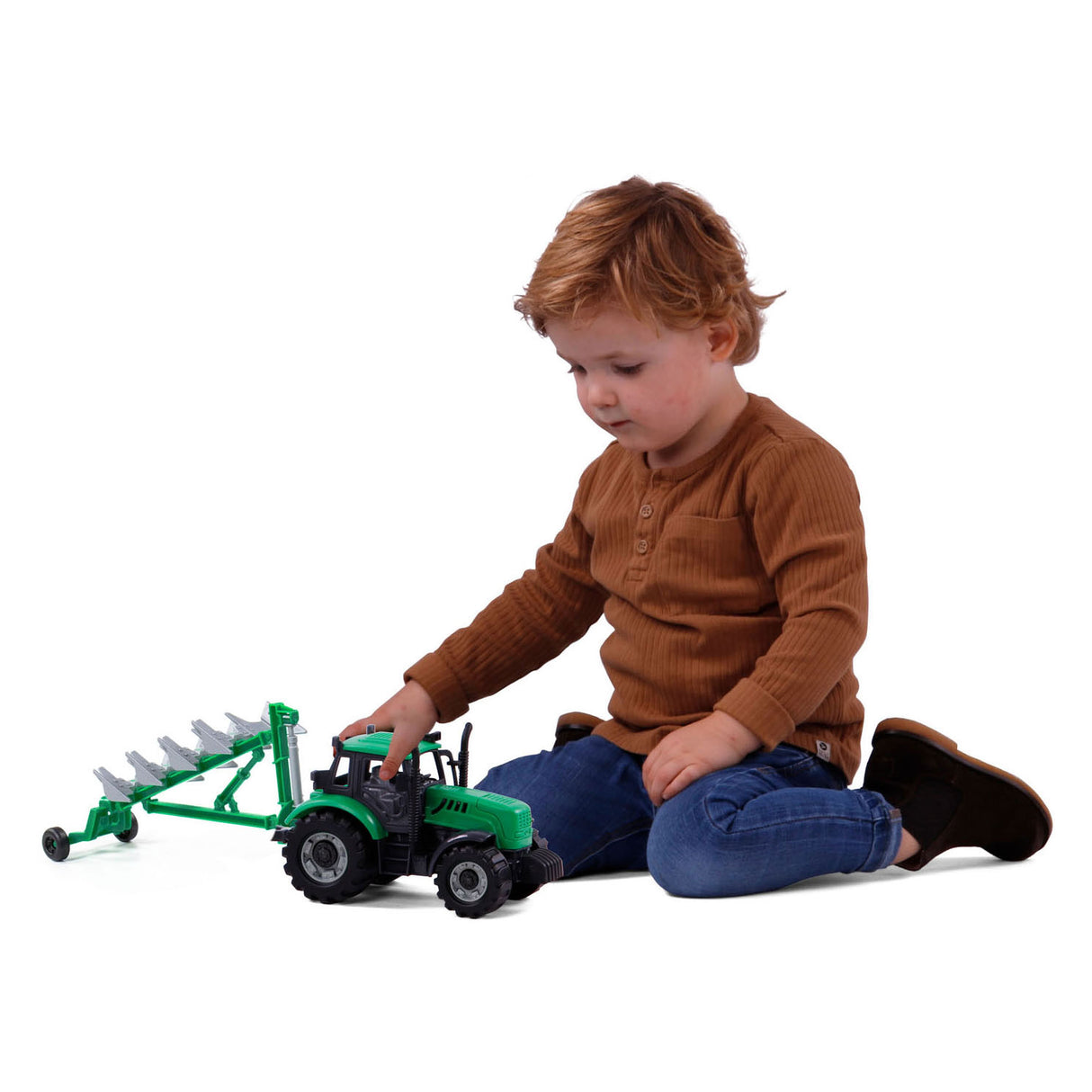 Cavallino tractor with plow green, scale 1:32