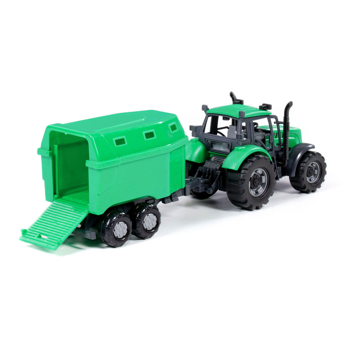 Cavallino Toys Cavallino Tractor con rimorchio per cavalli Verde, Scala 1:32