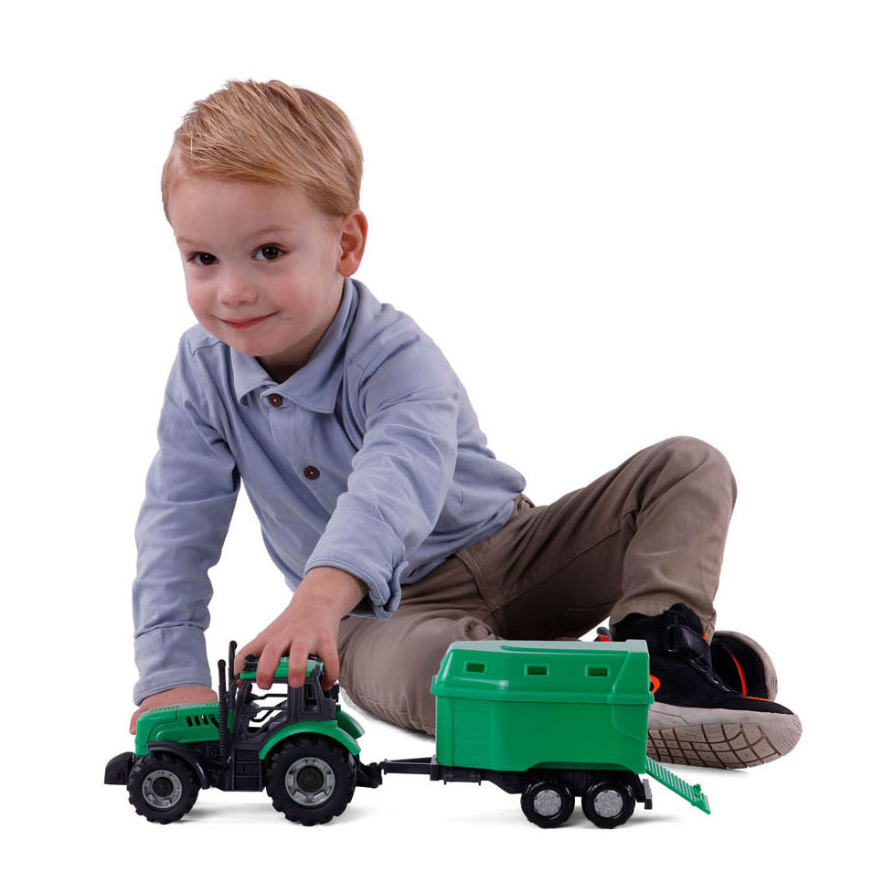 Cavallino Toys Cavallino Tractor met Paardentrailer Groen, Schaal 1:32