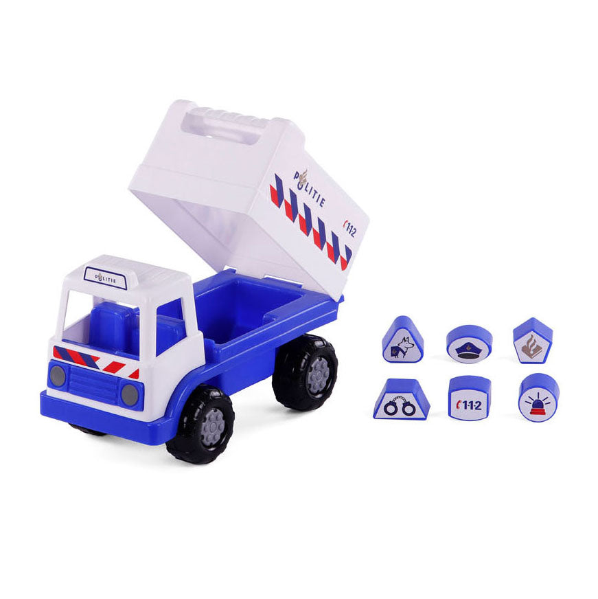 Cavallino Toys Cavallino Politievrachtwagen Vormenstoof met 6 Blokken, 26cm