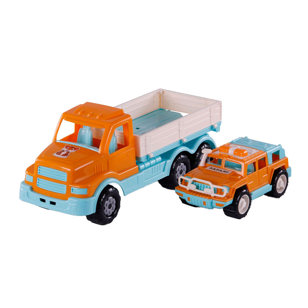 Cavallino Toys Cavallino XL Torpedo Vrachtwagen met Survival Jeep Oranje, 44,5cm