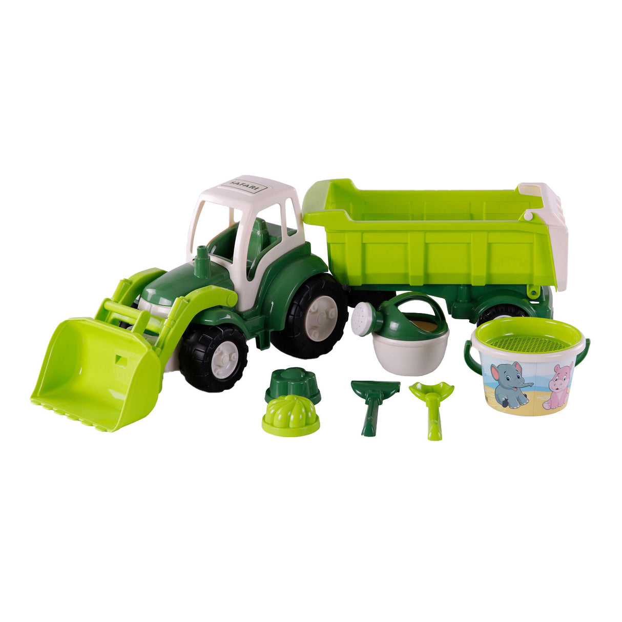 Cavallino Toys Cavallino XL Tractor Green with tipping trailer and bucket set, 9dlg.