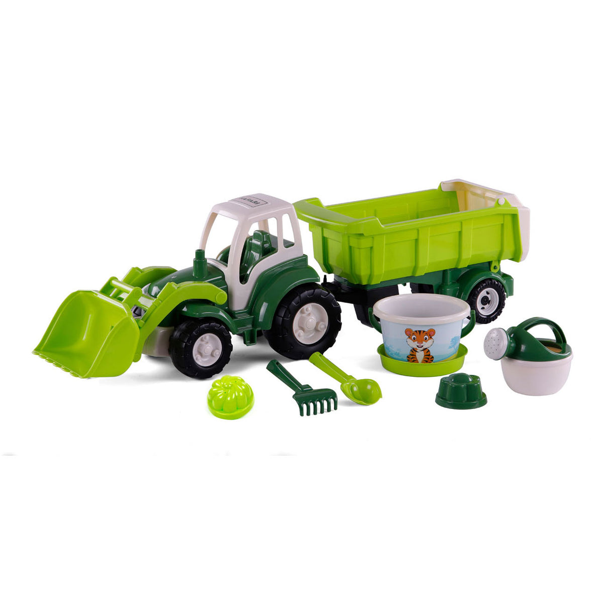 Cavallino Toys Cavallino XL Tractor Green with tipping trailer and bucket set, 9dlg.