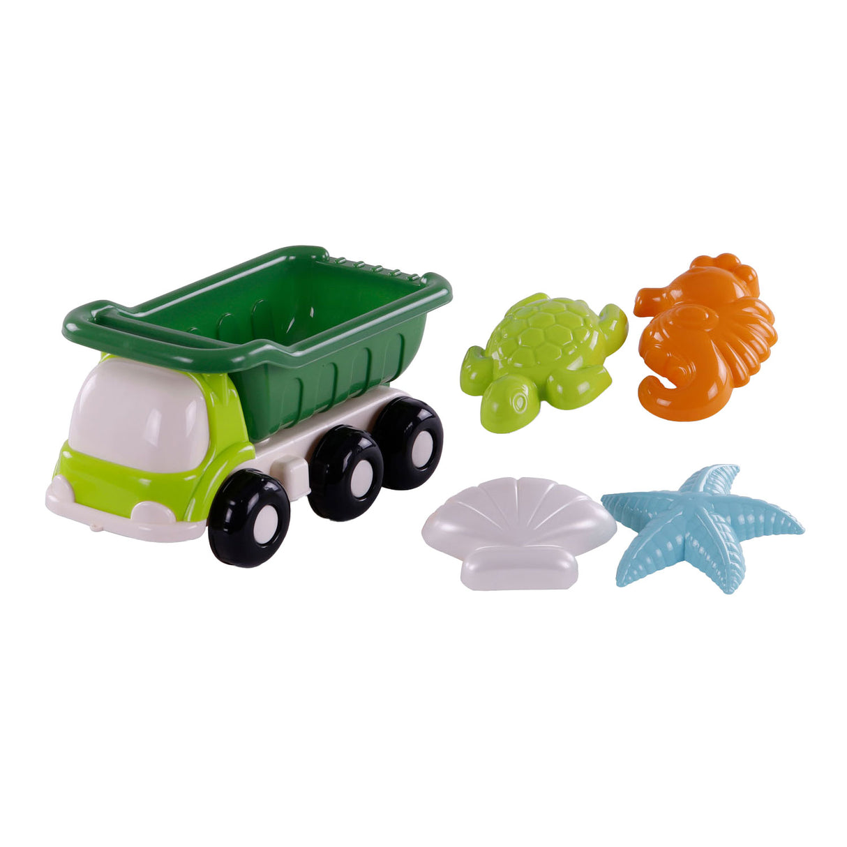 Cavallino Toys Cavallino Beach Kiepwagen med 4 sandformer grønn