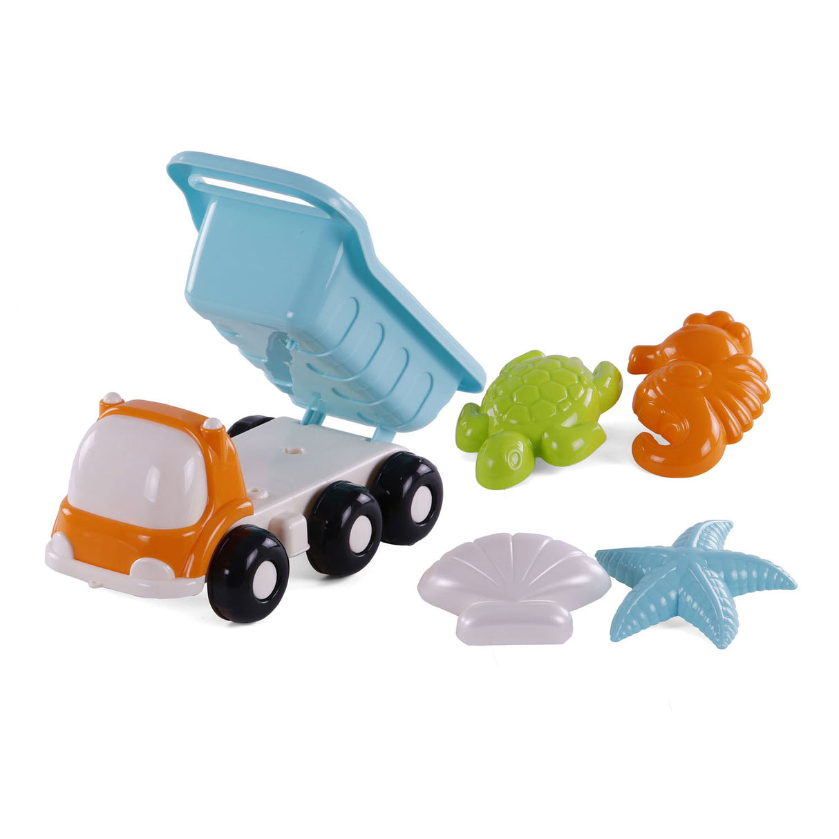 Cavallino Toys Cavallino Strand Kiepwagen met 4 Zandvormen Blauw