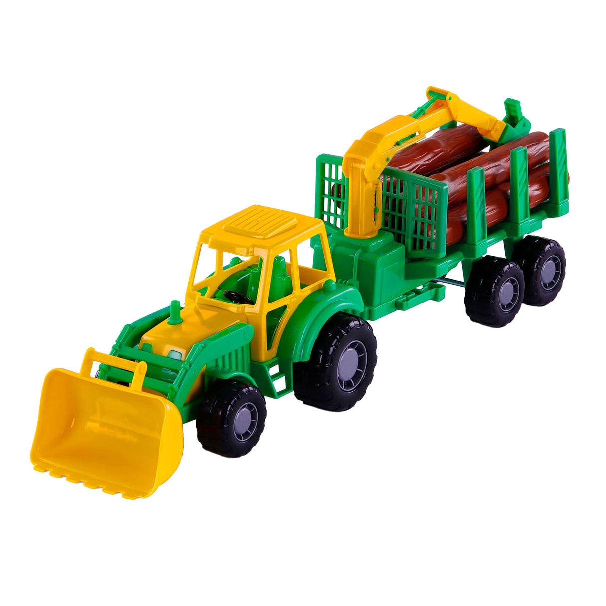 Cavallino hračky Cavallino Junior Tractor s přívěsem a dřevem, 46 cm