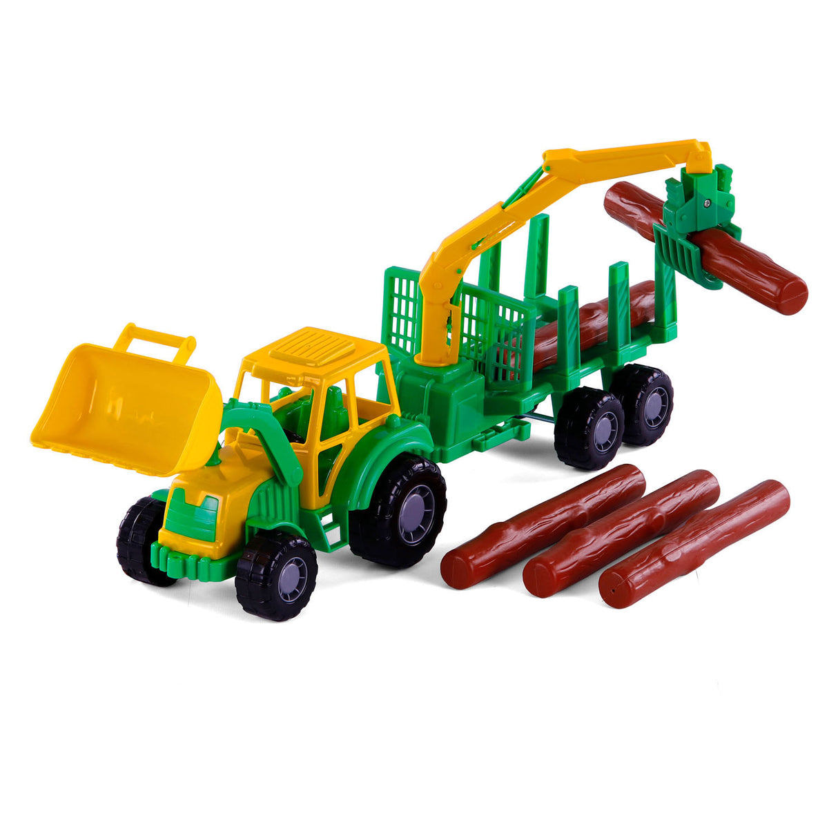 Cavallino Toys Cavallino Junior Tractor med kranvagn och trä, 46 cm