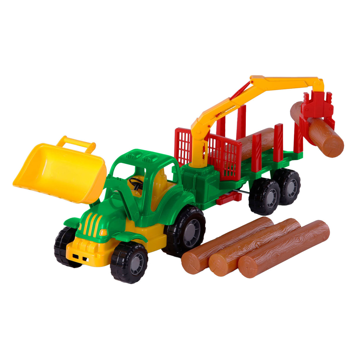 Cavallino Toys Cavallino Classic Tracteur avec remorque et bois, 61 cm