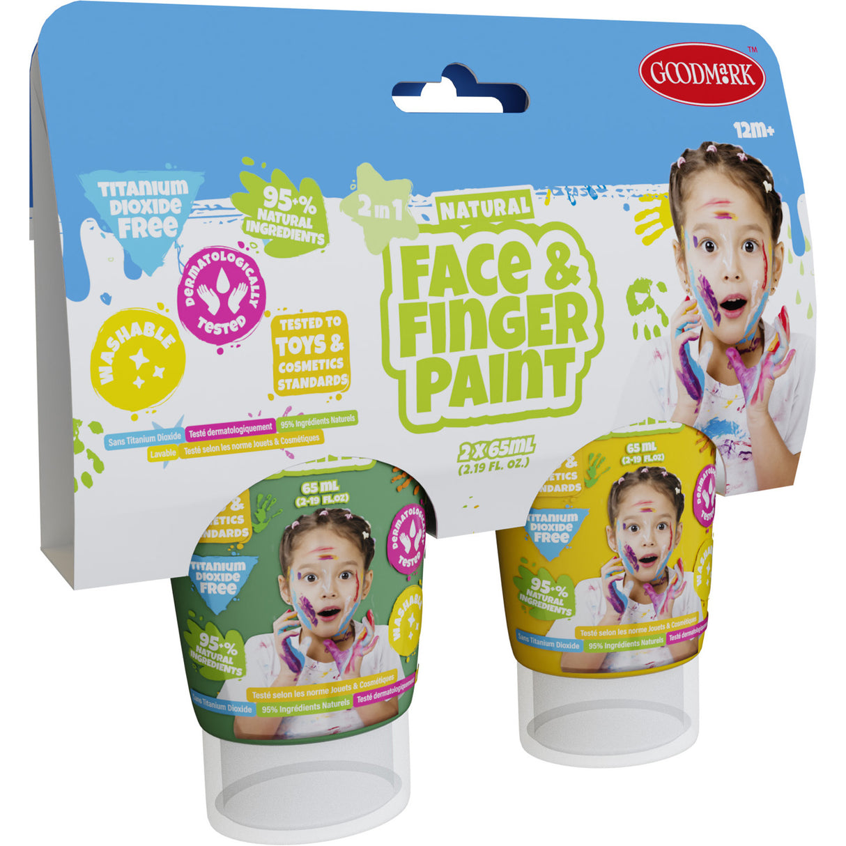 Boti Natural Face Fingerpaint Tube - Green and Geel, 2x65 ml